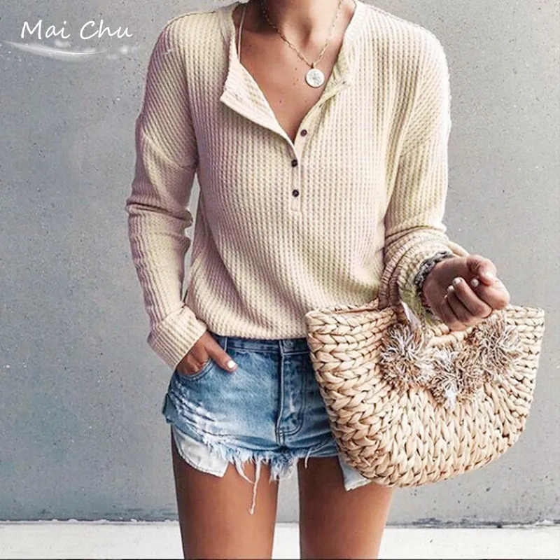 

Women's Fashion Knitted Thin Sweater O Neck Button Up Long Sleeved Fashion Kintted Sweater Round Neck Tops Solid Color Commuting