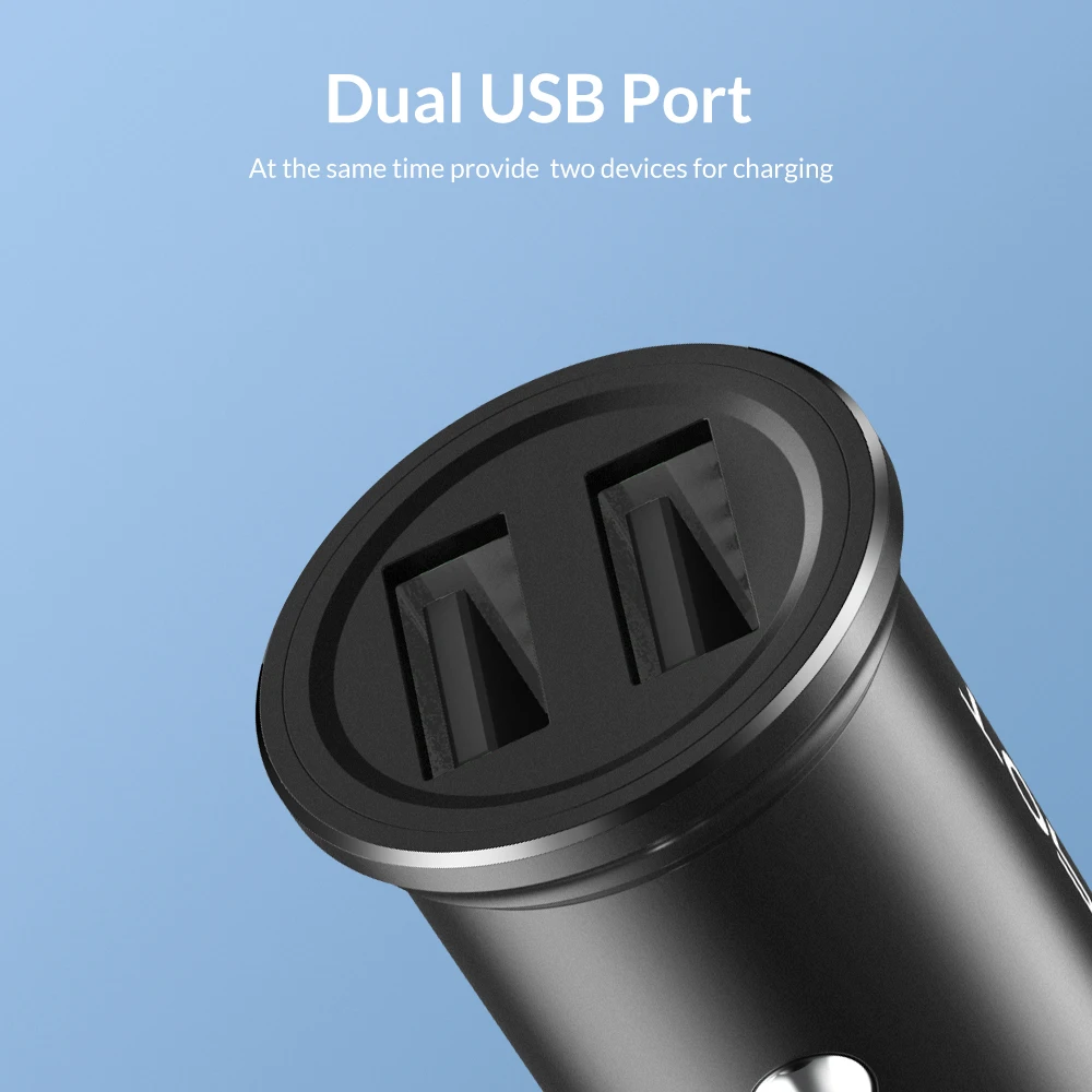 TOPK البسيطة المزدوجة USB سيارة شاحن آيفون Xiaomi هواوي هاتف لوحي المحمول 3.1A سريع شاحن سيارة-مهايئ شاحن في سيارة