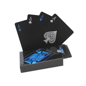 

Quality Waterproof Plastic PVC Playing Poker Cards Set Black Color Classic Magic Tricks Tool Gambling Board Games Creative Gift
