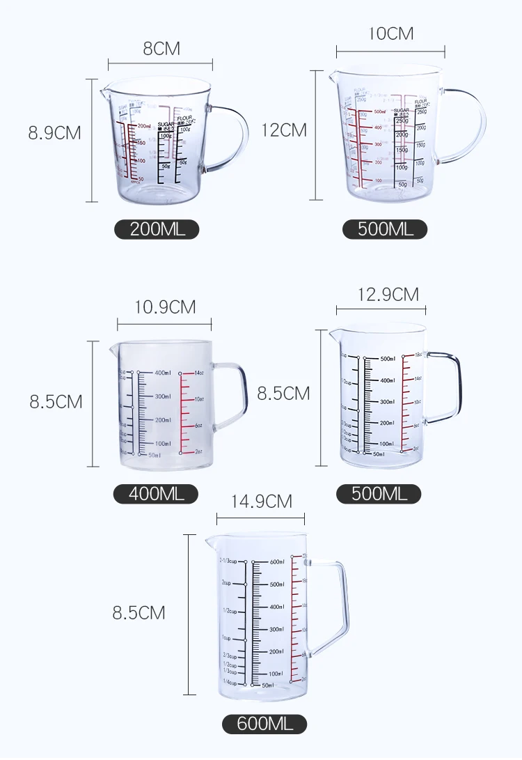 Мерные чашки из боросиликатного стекла для еды, чайник, кухонные аксессуары, мерный стакан для молока, прозрачная стеклянная чашка, кухонные весы