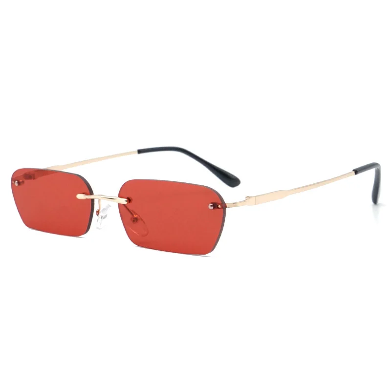 YOOSKE солнцезащитные очки без оправы женские роскошные брендовые дизайнерские солнцезащитные очки «кошачий глаз» мужские винтажные Ретро квадратные маленькие солнцезащитные очки черного и желтого цвета - Цвет линз: RED