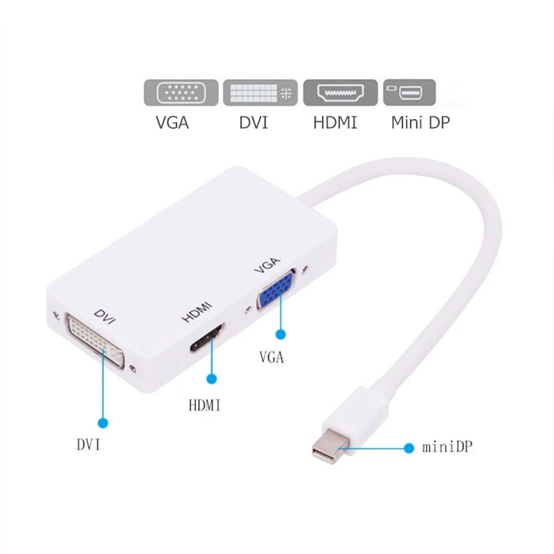Trumsoon 3 in 1 Thunderbolt Mini Display Port DP Male to HDMI DVI VGA Female Adapter Cable for Apple MacBook Air Pro iMac