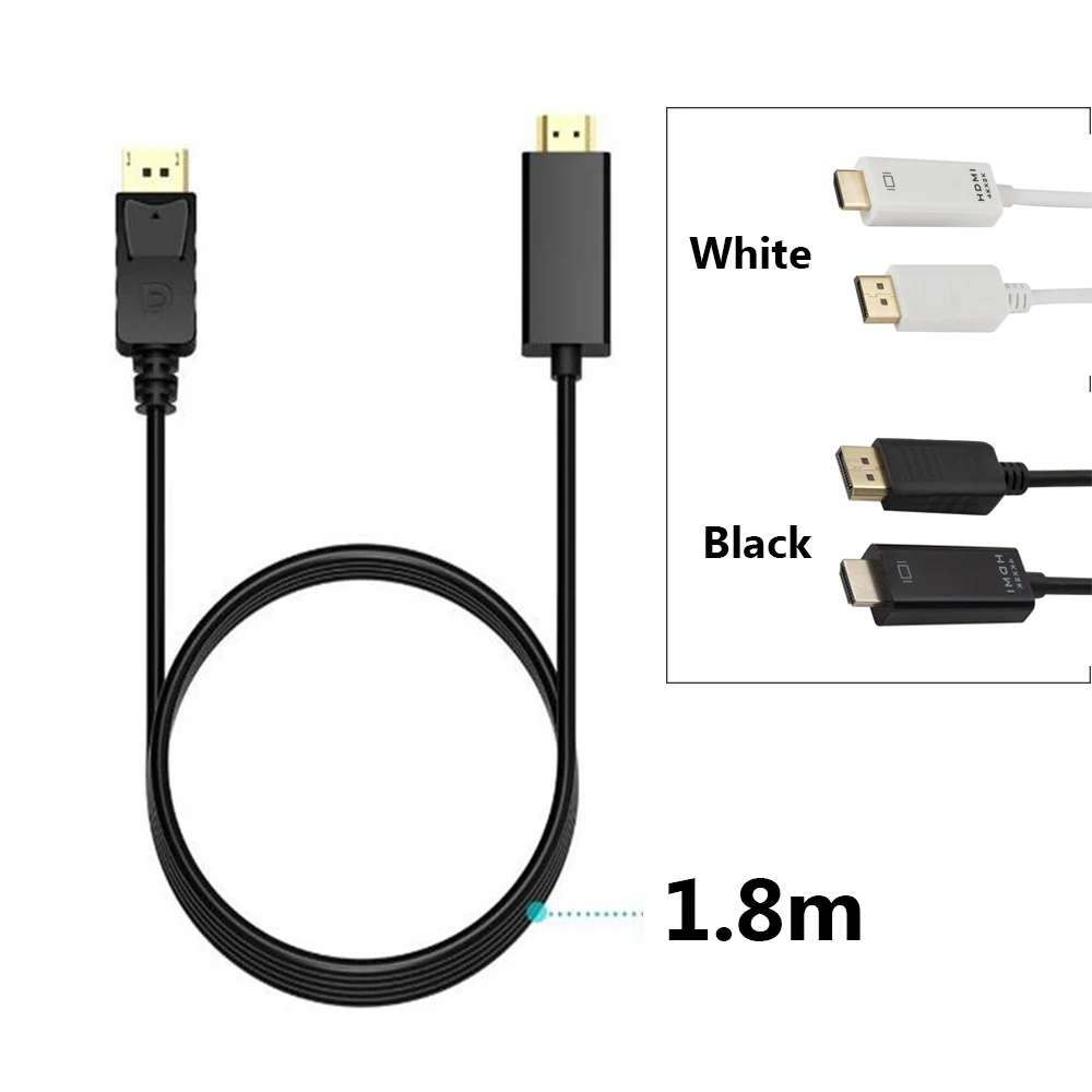 Универсальный 6 футов 1,8 м Адаптер DP к HDMI Дисплей порт мужской к HDTV Мужской кабель конвертер 4 к* 2 к 1080P для ПК ноутбук проектор