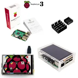 Raspberry Pi 3 Model B плата + 3,5 TFT Raspberry Pi3 ЖК-дисплей с сенсорным экраном + акриловый корпус + радиаторы для Raspbery Pi 3 комплект