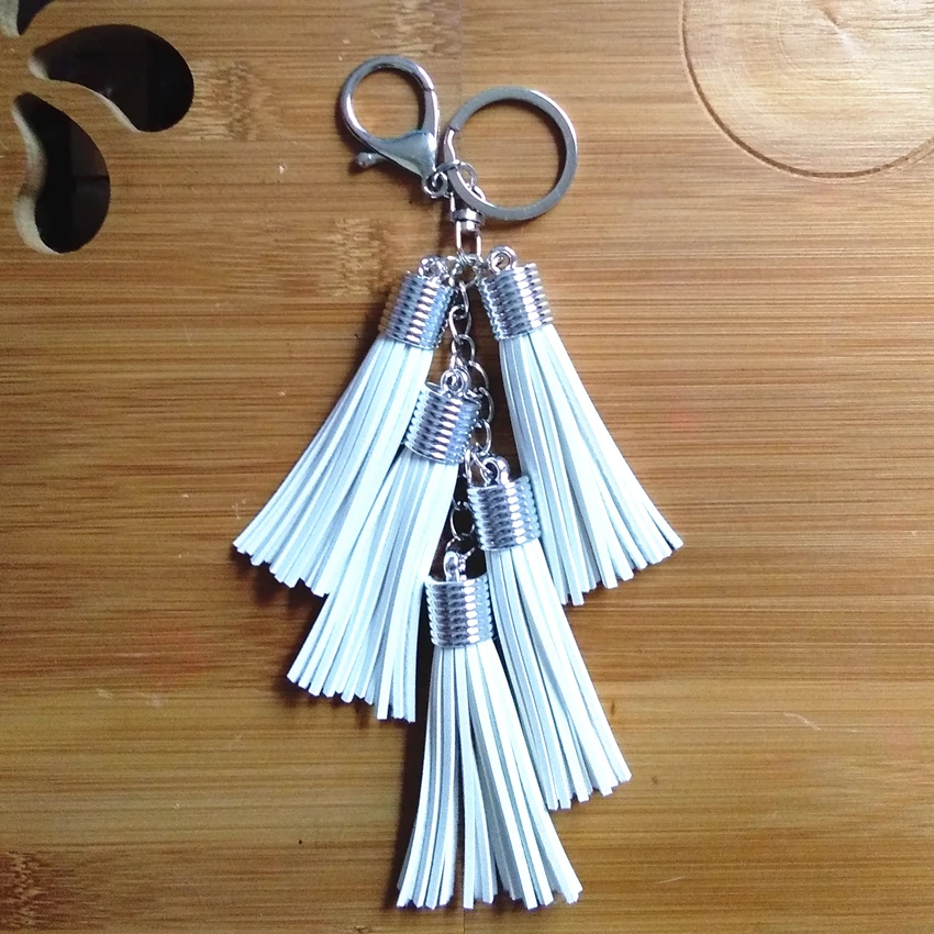 New Style Pu Leather Tassels Key Chain Big Lobster Clip 5 Tassels
