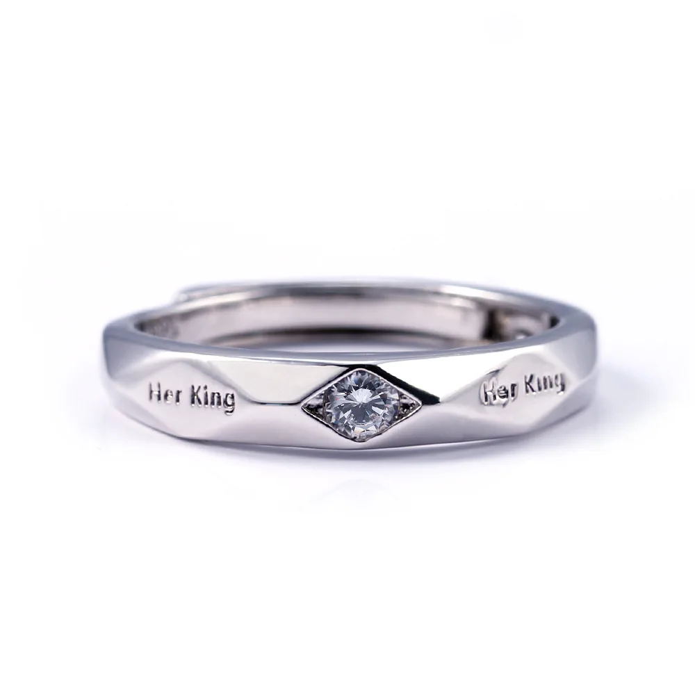 Мода любовника кольца из серебра ее король его queen обручальное кольцо Обручение кольцо ювелирные изделия юбилей день Святого Валентина, подарок ко дню рождения Bague Homme