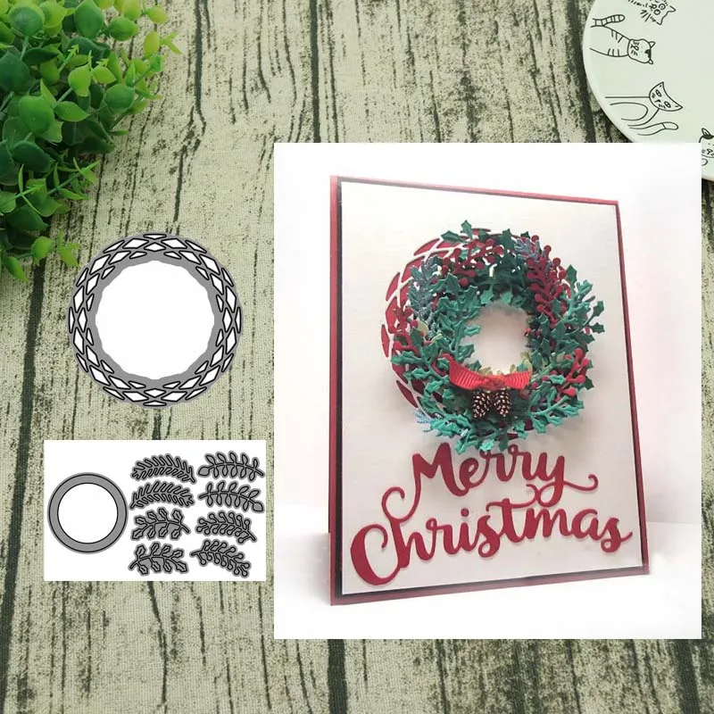 

2019NEW Metal cutting dies cut die mold Ring background and leaves Scrapbook paper craft knife mould blade punch stencil