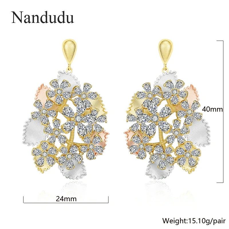Роскошные сверкающие серьги-капли Nandudu с кубическим цирконием, серьги-капельки золотистого цвета с фианитами для женщин и девушек, вечерние серьги на свадьбу CE456