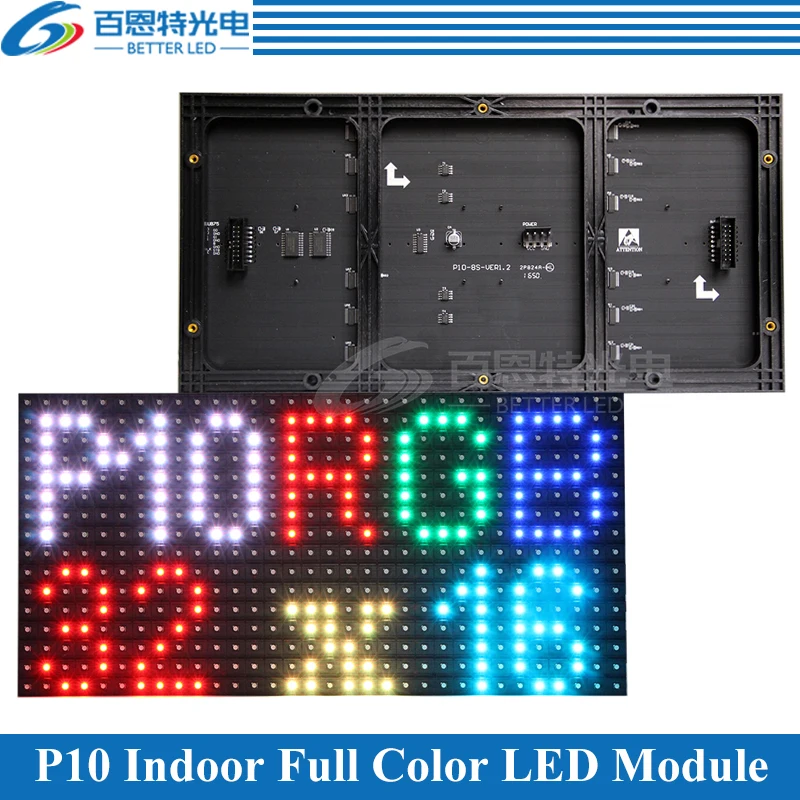 

Indoor 320*160mm 32*16pixels 3in1 SMD 1/8 scan RGB P10 full color LED module for Advertising media LED Display