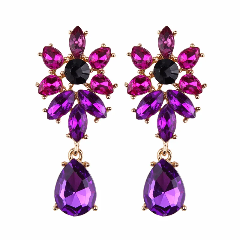 5 Colors Drop Dangle Earrings For Women Trendy Good Quality Rhinestone Luxury Big Drop Dangle