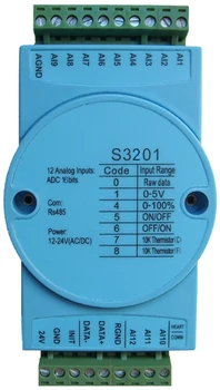 

12 way 0-5V, dry contact, 10K thermistor analog input module, 16 bit ADC