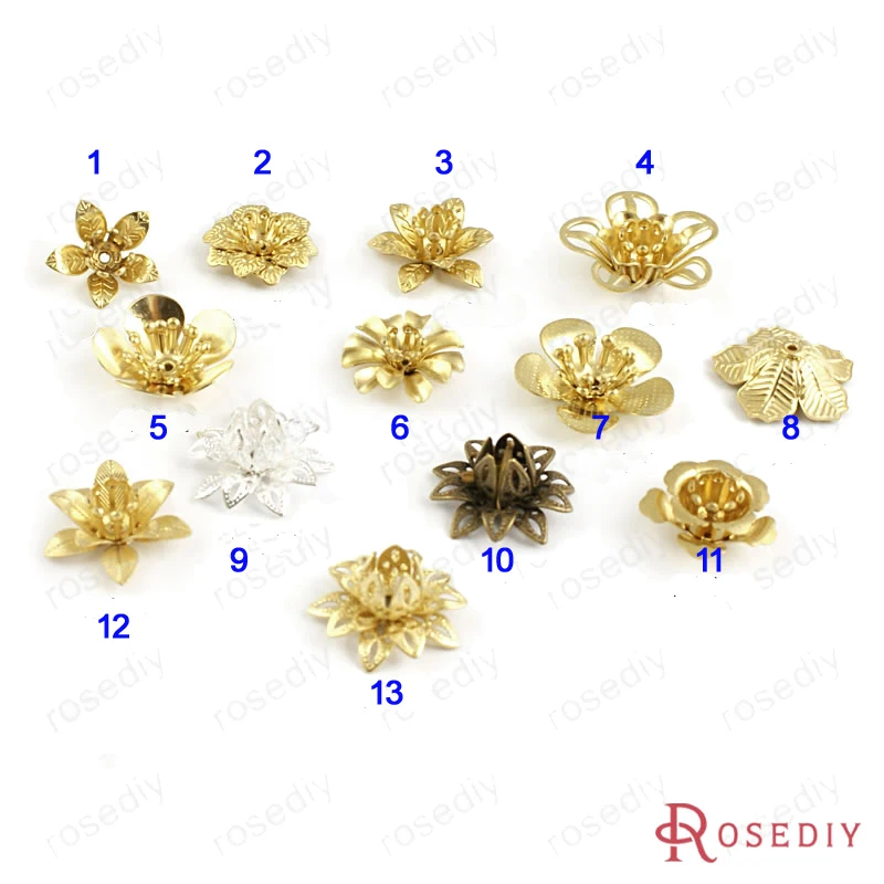 

Wholesale 3D Flower Copper Bead Caps Diy Jewelry Findings Accessories 20 Pieces -Multi style can be chose (JM5673)