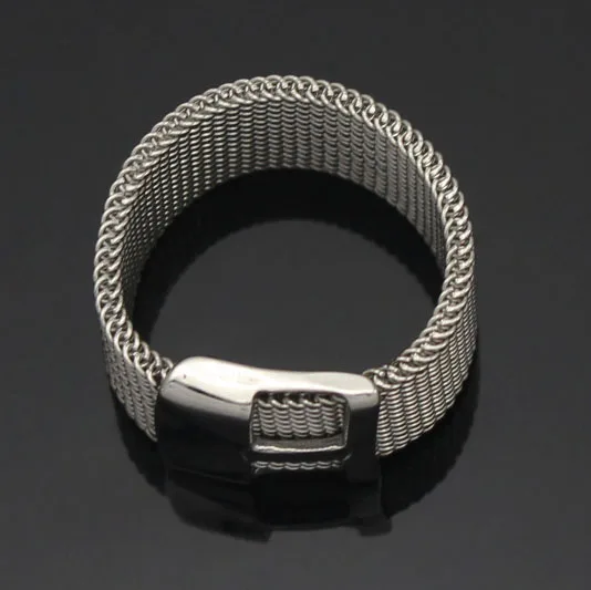 Fashion women jewelry Accessories band strap ring 316L stainless steel wire mesh trendy ring Men Jewelry Wedding Rings