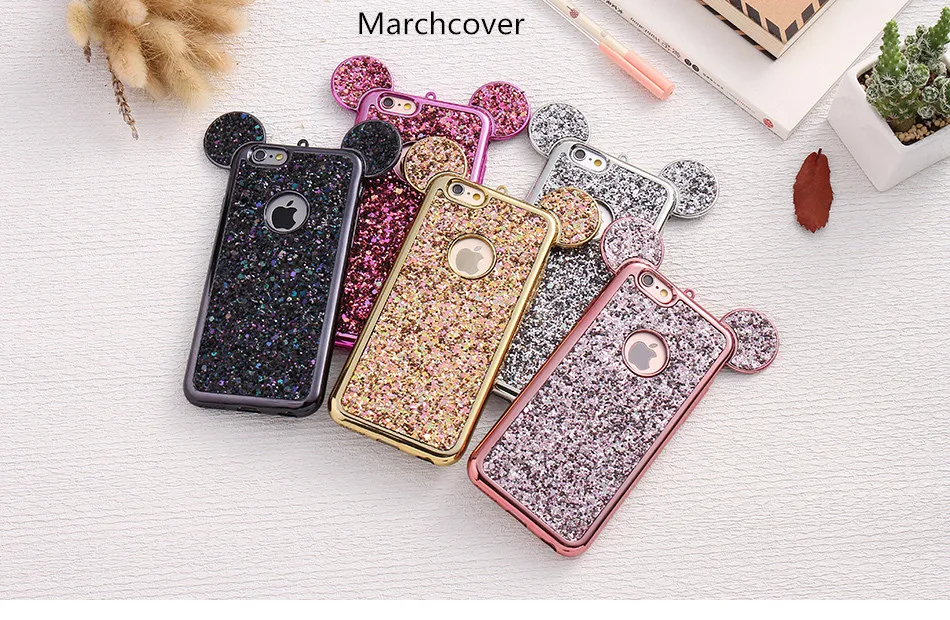Marchcover для iPhone XS MAX XR X 8 7 6S 6 Plus Minnie Mickey Ear хромированный блестящий чехол силиконовый
