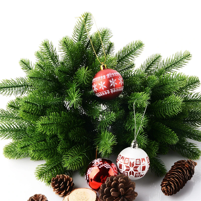 10 шт./лот, искусственные цветы, зеленые растения, сосновые ветки, Рождественская елка для DIY, украшения для рождественской вечеринки, украшения для рождественской елки P20
