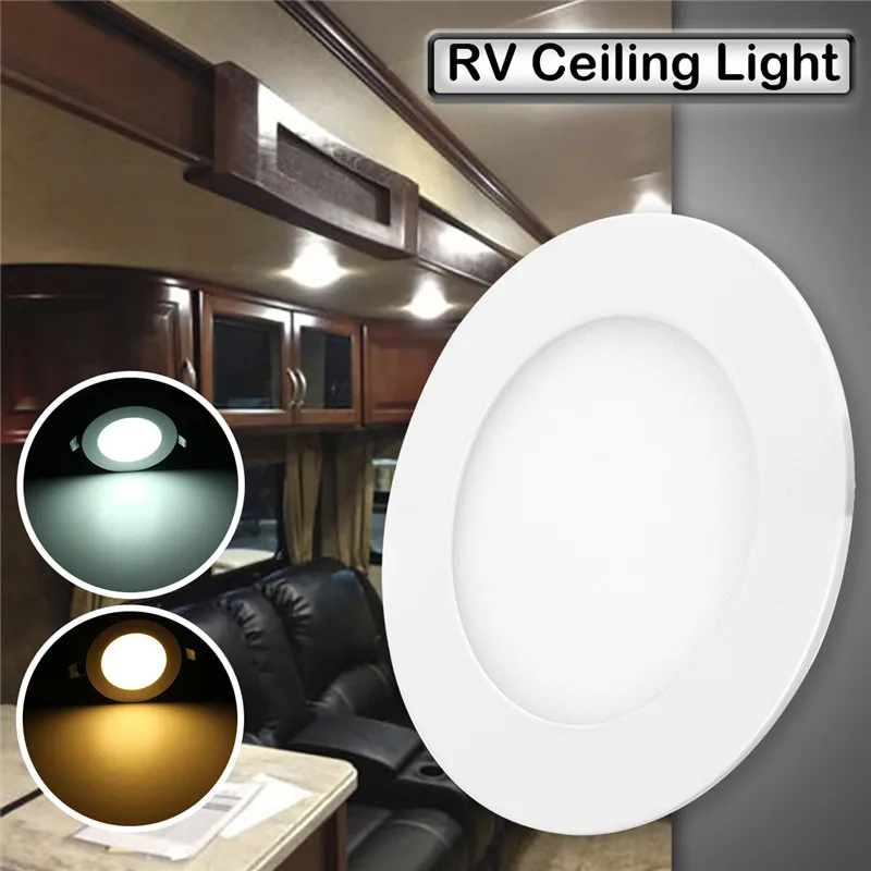 

2Pcs 4.75 Inch Car LED Roof Dome Light 6W Boat Interior Round LED Ceiling Light Recessed Down Light universal for RV Trailer