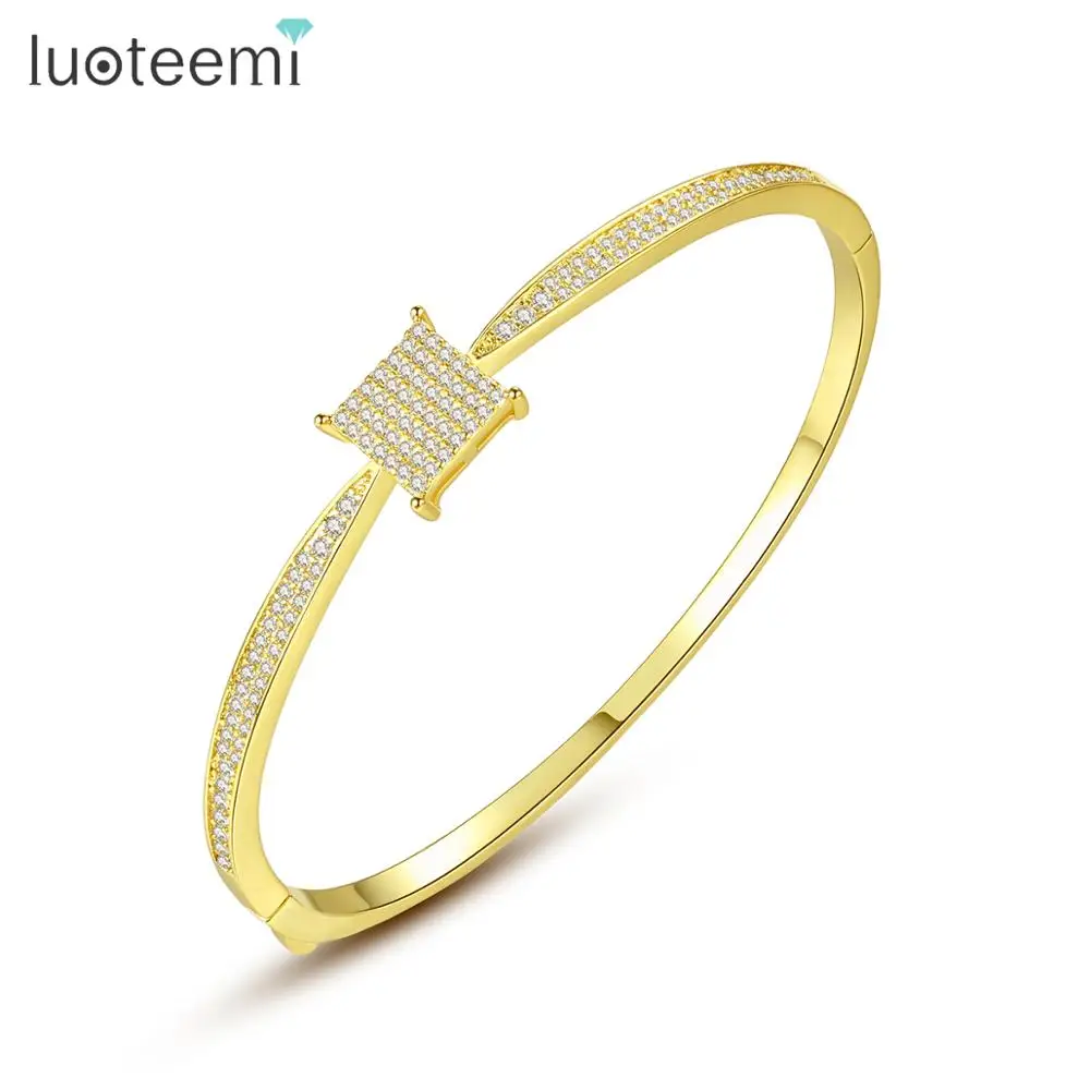 LUOTEEMI брендовые новые браслеты для женщин Модельные туфли блестящий квадратный