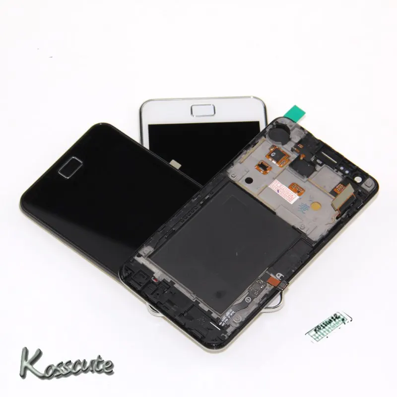 Черный Whte для Samsung Galaxy S2 i9100 ЖК дисплей сенсорный экран дигитайзер + рамка в сборе