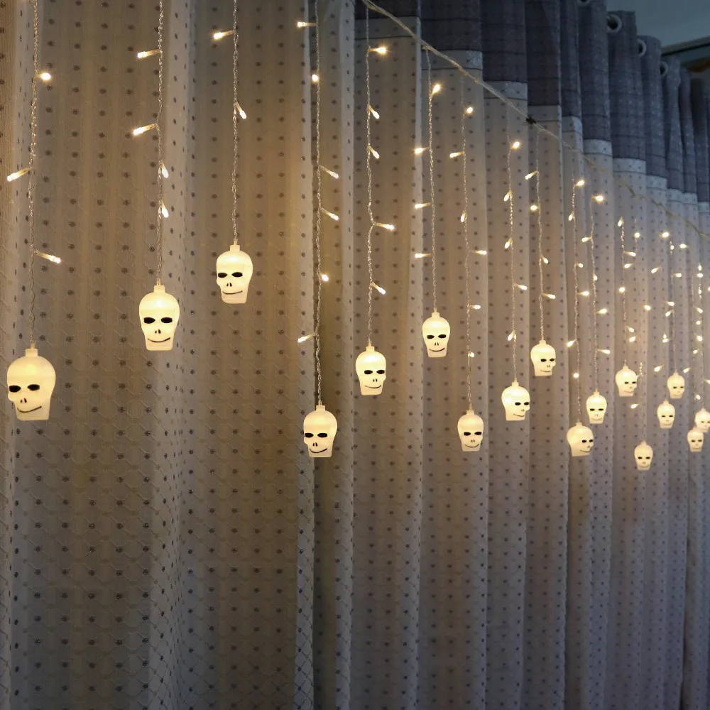 

3.5M Hallowen Window Curtain Pumpkin Ghost Head String Icicle String LED Lights convenient and Exquisite household items