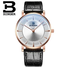 2016 Luxury Brand Round Genuine Leather Strap Waterproof Casual Quartz Watch Men Sports Wrist Watch Male Binger Clock