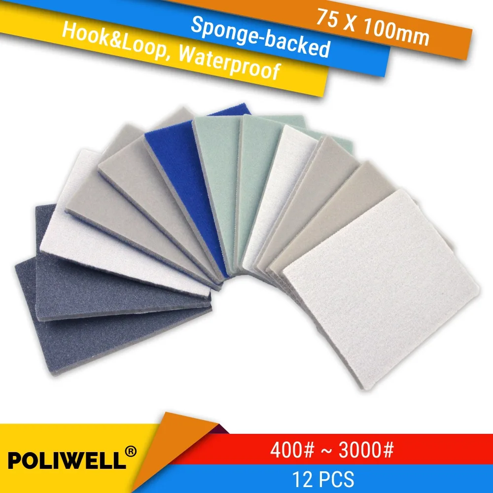 Waterproof Soft Sponge Cushion Interface Buffer Pad 30 Discs 2-Inch 3000 Grit Aluminum Oxide Fine Wet//Dry Hook and Loop Sanding Discs 1//8 Shank Backing Pad