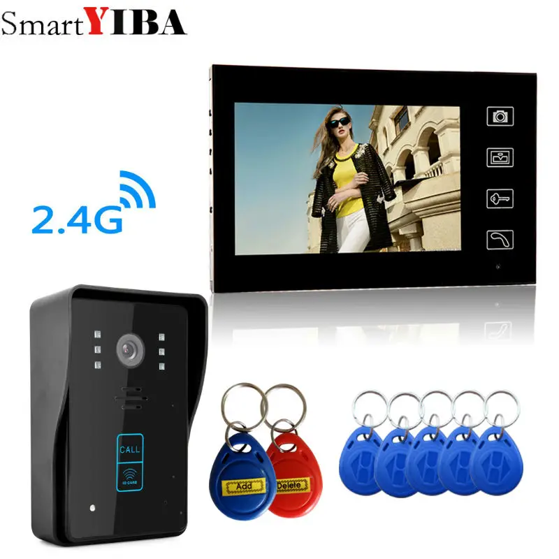 SmartYIBA 7 "беспроводной 2 4G RFID карты домашняя Интерком камера наблюдения сенсорный