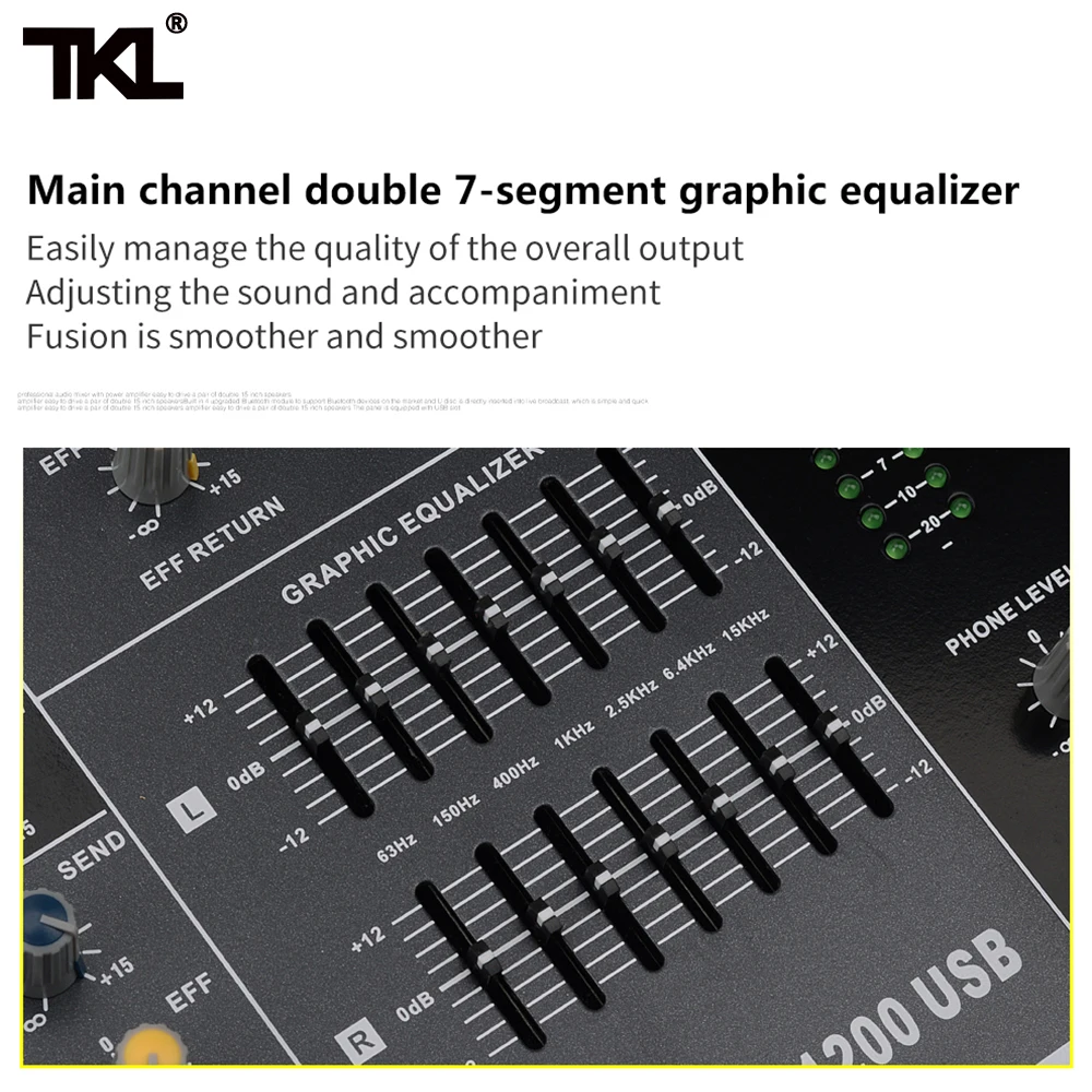 TKL SS800 профессиональный звуковой микшер с USB DJ микшерный пульт MP3 Bluetooth с 16 реверберации эффект 7 эквалайзер S