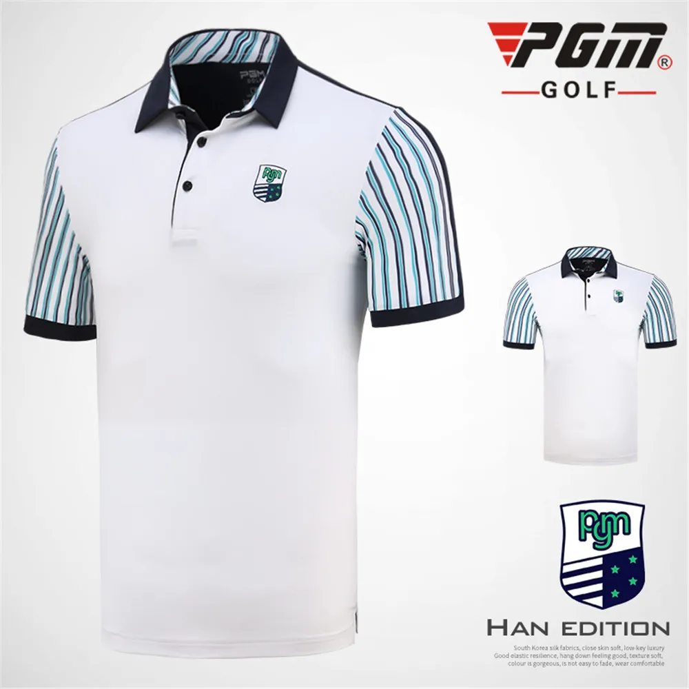 

PGM Golf T Shirts Mens Short-sleeved Shirt Sportswear Competition Suit Golf Apparel Breathable Stripe Golf Trainning T Shirts