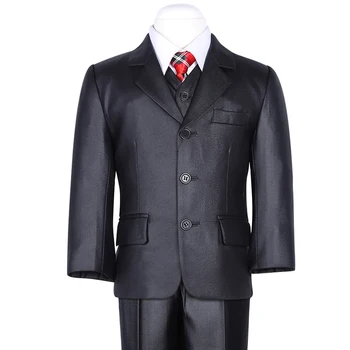 

new fashion flash solid black three pcs boys pant+vest+vest formal suit blazer