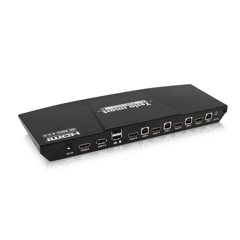 DHL Бесплатная 10 шт Черный Тесла smart HDMI 4K @ 60 USB HDMI kvm-переключатель 4 Порты и разъёмы USB KVM HDMI коммутатора Поддержка 4 K * 2K @ 60Hz очень USB2.0 Порты и