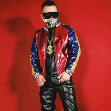 M-6XL! Лидер продаж; стильное синее, красное, Золотое пальто из искусственной кожи; парикмахерские костюмы для ночного клуба, бара, певицы, DJDS