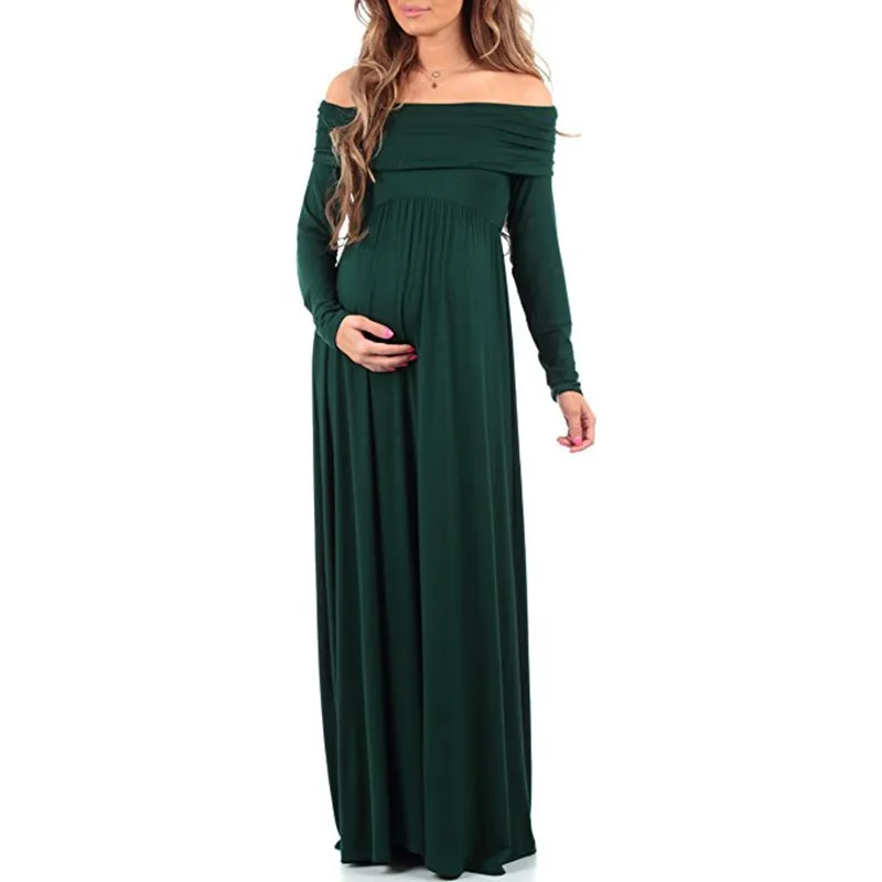 

Spring Summer Maternity Dress Pregnancy Clothes Long Sleeve Shoulderless Pregnant Dress Maternity Clothing for Photo Shoot