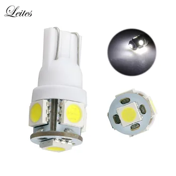

Leites 100pcs Top Quality Super BrightsLight 194 168 w5w t10 Led 5050 5SMD Instrument Lamp Automotive LED License Plate Lights