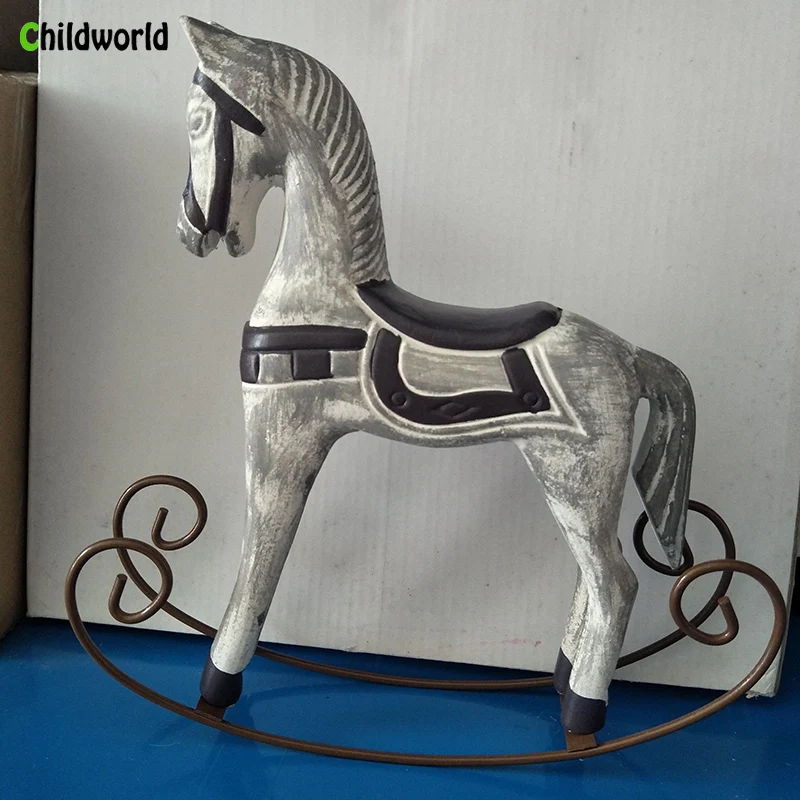 Nordic Wooden Rocking Horse Ornaments Retro Old Home Decoration