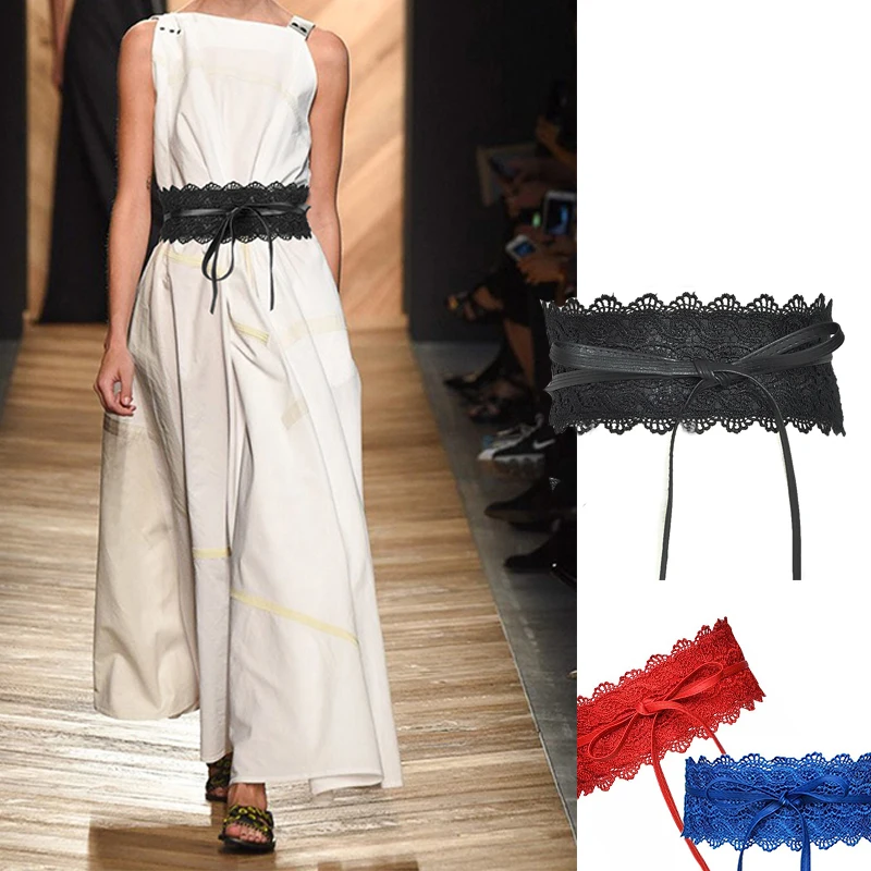 

New Queen High Quality Gothic Lace Wide Waist Girdle Women's Belt with Dress and Jumpsuit Sweet Princess Style 20 Colors