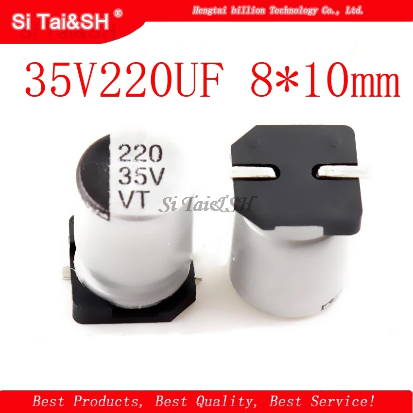 

10PCS Electrolytic capacitor 35V220UF 8*10mm SMD aluminum electrolytic capacitor 220uf 35v