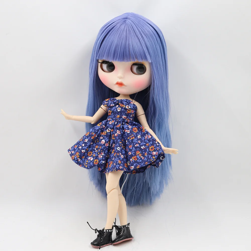 Кукла Blyth 1/6 bjd белая кожа суставное тело цвет сменные фиолетовые прямые волосы матовое лицо с бровями блеск для губ ледяной sd игрушка