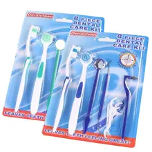 Oral Care 8pcs Toothbrush Dental Mirror Plaque Remove Tooth Stain Eraser Set Kit green