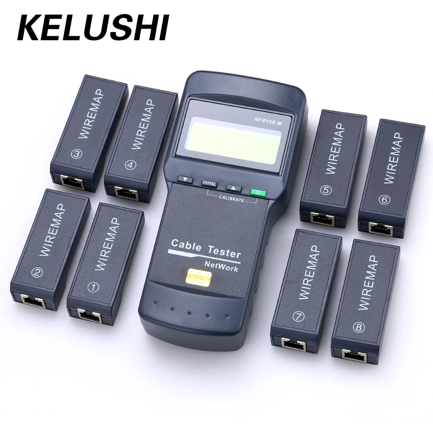 KELUSHI NF-8108M Многофункциональный Cat5 RJ45 сетевой LAN телефонный кабель тестовый er метр Mapper 8 шт. дальний конец тестовый разъем английская работа