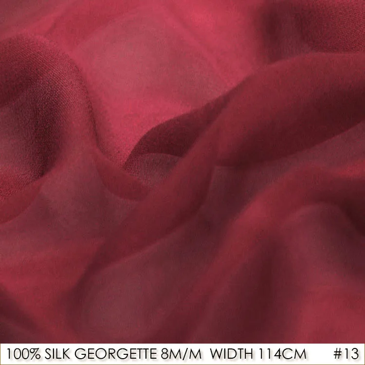 

SILK GEORGETTE 8mm Width45"-114cm100% Pure Silk Chiffon Fabric Factory Direct Online Store 5Meters/lot Wine Red NO 13