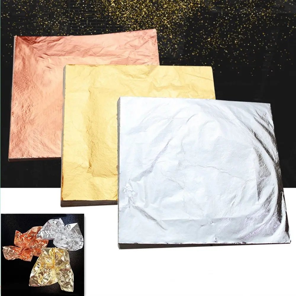 100 шт 14x14 см многофункциональная художественная позолоченная крафт-бумага медные листья золотой лист алюминиевые листы фольга бумага