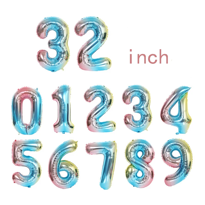 

32inch Color Foil Number Balloons 0-9 Happy Birthday Balloon Wedding Decoration Globo Kids Number Helium Ballons Party Supplies