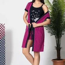 Siyah inci Lady напечатанный хлопок лайкра 3'l халат костюм 19105512