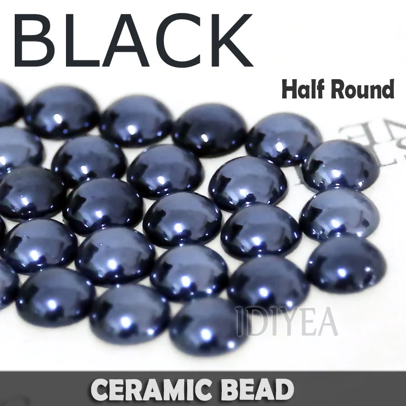 

Nice! Black Ceramic Beads Half Round Flatback Pearl 2mm 3mm 4mm 5mm 6mm 8mm 10mm good polished for DIY Nail Art jewelry Garment