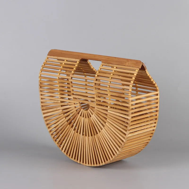 

Women Bamboo Handbag For Ladies Travel Women Wooden Handbag Female Handmade Woven Straw Beach Bag Summer Women's Purse