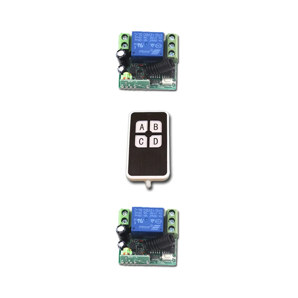 

A B C D Key RF Wireless Remote Control Switch Transmitter 12V Mini 1CH Relay Switches with 2pcs Receiver Compatible 315/433mhz