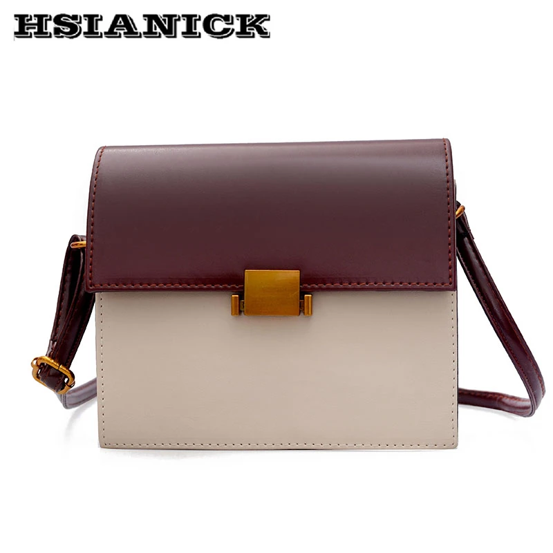 

Super hot sell hit color handbag girl 2019 new arrival fashion retro lock simple design lady shoulder bag Messenger bag handbag