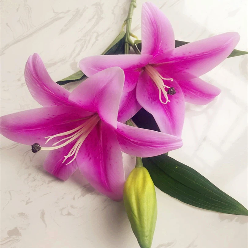 20 Uds auténtico toque de Azucena Artificial imitación lirios flores de  lirio PU 3 cabezas 4 colores para la decoración del hogar de Navidad de la  boda|Flores artificiales y secas| - AliExpress