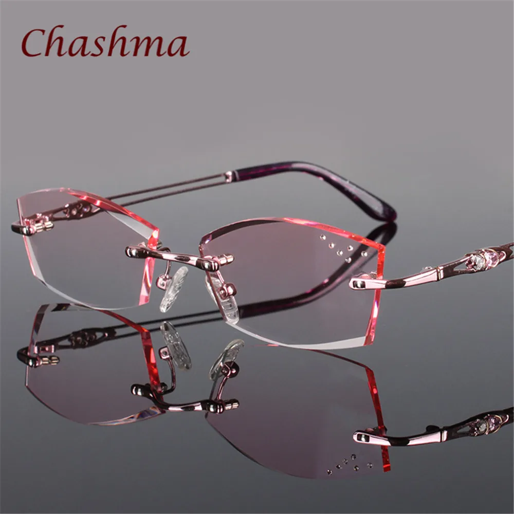 Женские титановые очки Chashma модные без оправы с бриллиантами|frame women|brand frames