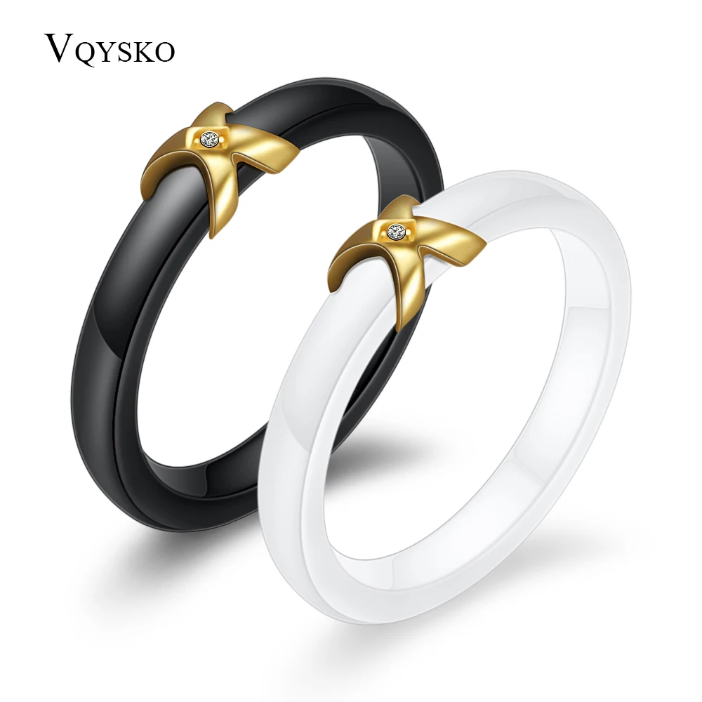 Золотого цвета X женское кольцо AAA CZ Кристалл белые керамические кольца обручальные кольца модные ювелирные изделия